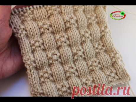 №87 Объемные квадраты спицами  Схема  узора для свитера - мальчику.  Knitting pattern