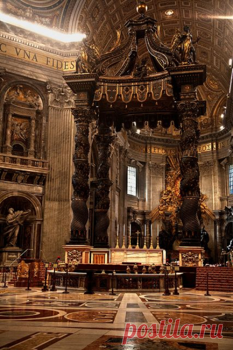 St. Peter’s Baldachin inside St. Peter’s Basilica by Bernini. Vatican City , Rome  |   Pinterest • Всемирный каталог идей