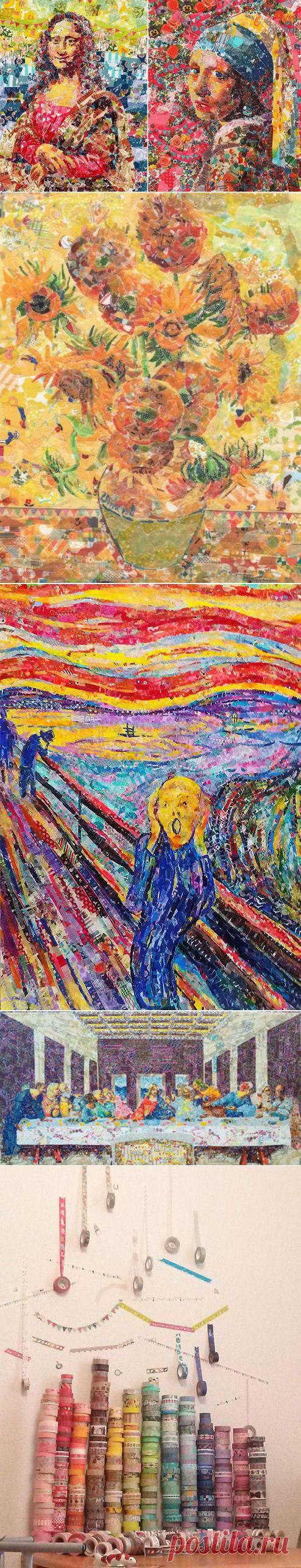 Взглянуть на шедевры под другим углом: картины из клейкой ленты