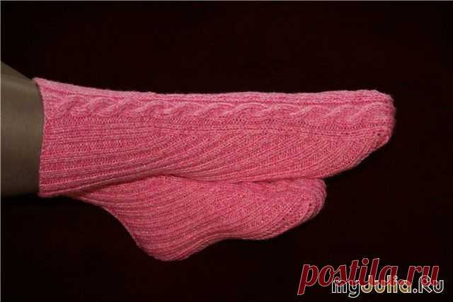 Носки, связанные на двух спицах БЕЗ ШВА !!!!