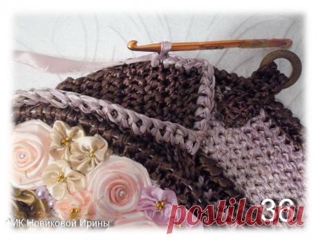 Вяжем сумку из атласной ленты – Ярмарка Мастеров