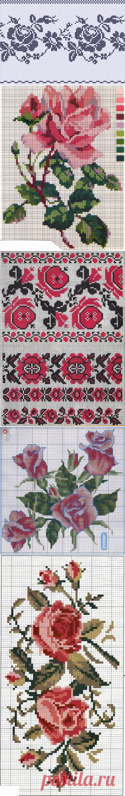Розы для филейного вязания, орнамента или вышивки, схемы