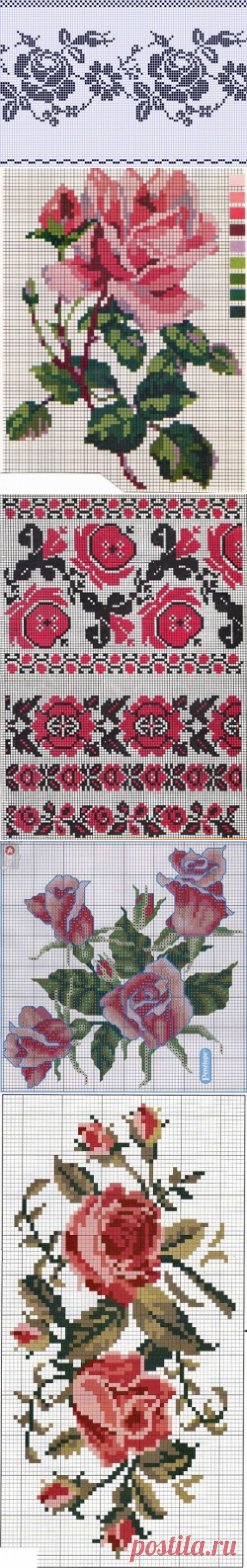Розы для филейного вязания, орнамента или вышивки, схемы