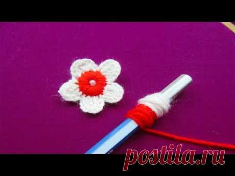Hand Embroidery Woolen Flower Trick, Woolen Flower making idea!