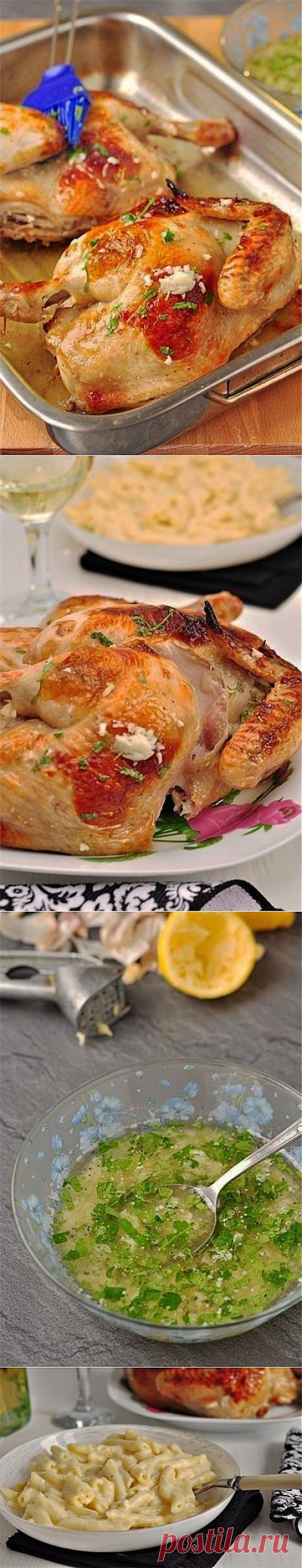 Обалденная жаренная курочка с чесночным соусом и вкуснейшее пенне в сырно-сливочном соусе
