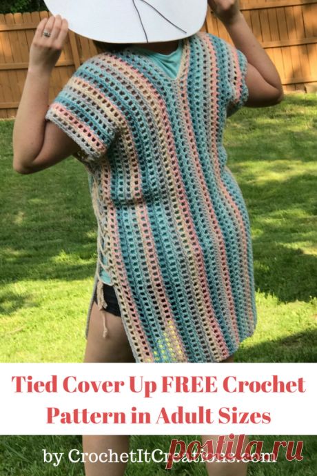 Tied Swimsuit Cover Up Crochet Pattern in Adult Sizes by Crochet It Creations