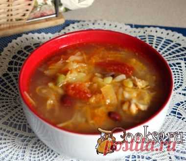 Щи из квашеной капусты с фасолью и сладким перцем на курином бульоне фото рецепт приготовления