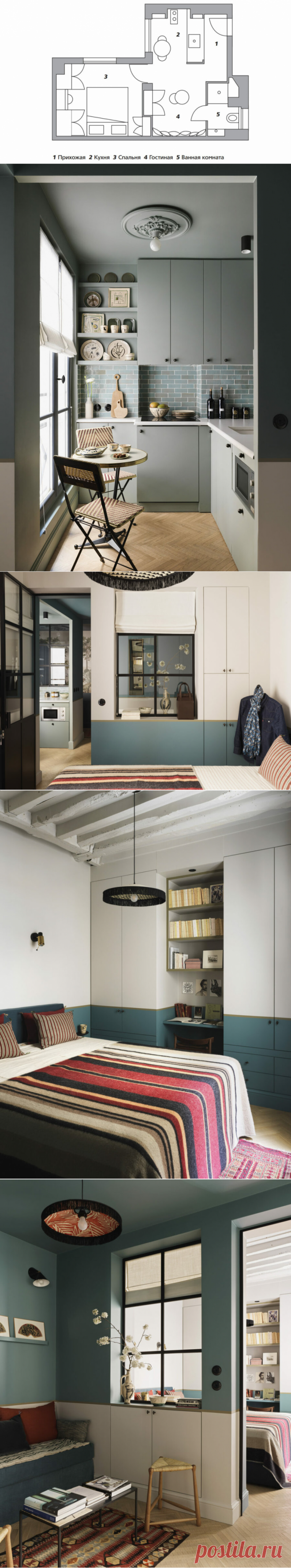 Квартира в Париже по проекту Марианны Эвенну, 25 м² | AD Magazine Russia | Яндекс Дзен