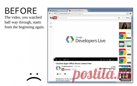 Video Resumer - Автоматически продолжает недосмотренные YouTube видео с позиции последнего просмотра
