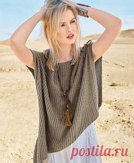 АСИММЕТРИЧНОЕ ПОНЧО С СЕТЧАТЫМ УЗОРОМ.