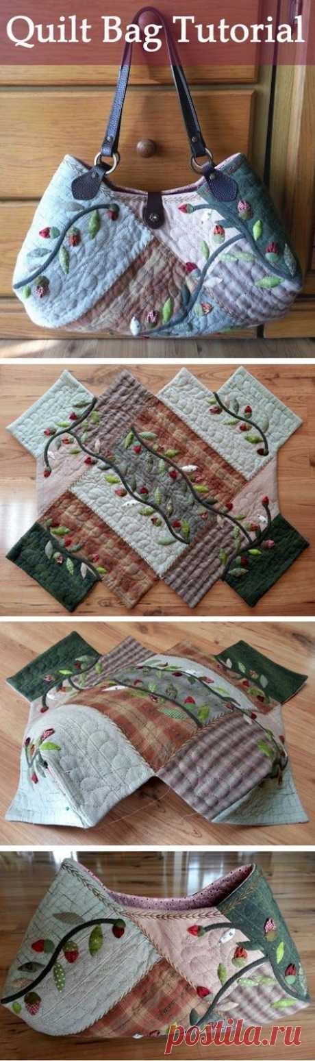 Сумка пэчворк-квилт ~ https://www.handmadiya.com/2015/08/quilt-bag-tutorial.html