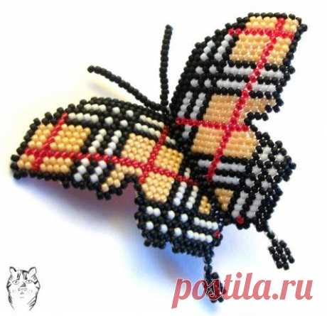 Поделки из бисера. Бабочка / Схемы плетения бисером, цветы и деревья из бисера, игрушки своими руками - мастерклассы, макраме, фриволите / Ёжка - стихи, загадки, творчество и уроки рисования для детей