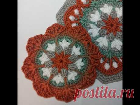 Ряды 6-9. Восьмиугольный мотив крючком для пледа Blanket Tea от vcrochetpatterns.com