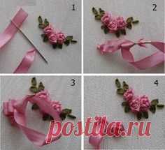 Tina's handicraft : ribbon embroidery techniques #ribbonembroidery