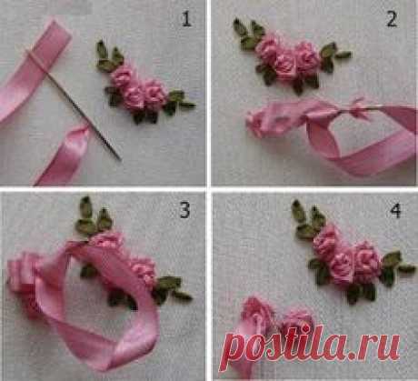 Tina's handicraft : ribbon embroidery techniques #ribbonembroidery