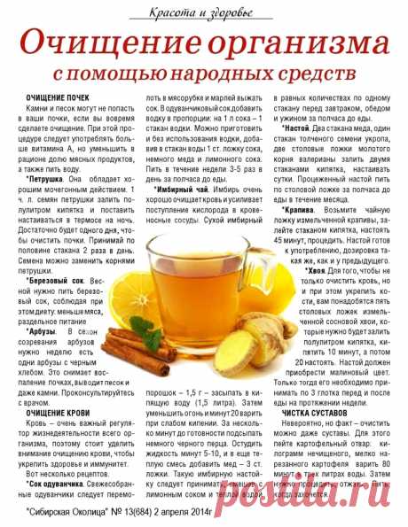 Очищение организма с помощью народных средств (почки, кровь, суставы)