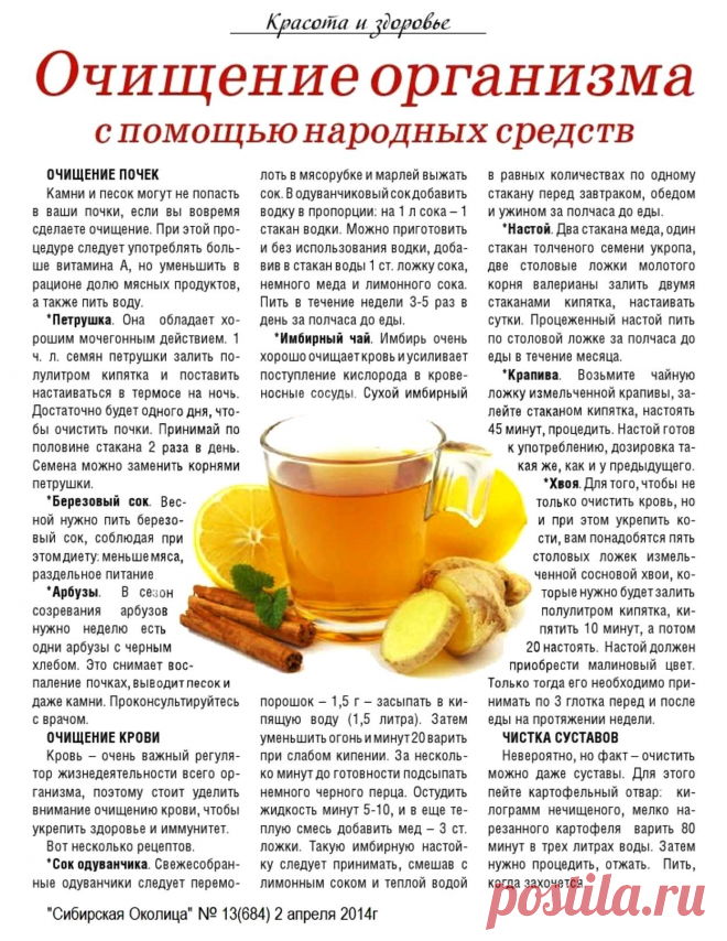 Очищение организма с помощью народных средств (почки, кровь, суставы)