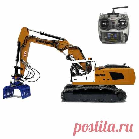 946-3 1/14 12ch simulation rc hydraulic heavy excavator metal vehicle model with adjustable boom and remote control engineering car Sale - Banggood.com