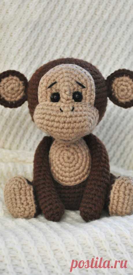 PDF Обезьянка крючком. FREE crochet pattern; Аmigurumi animal patterns. Амигуруми схемы и описания на русском. Вязаные игрушки и поделки своими руками #amimore - обезьянка, обезьяна, мартышка из обычной пряжи.