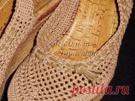 Реставрация обуви, вязаные босоножки