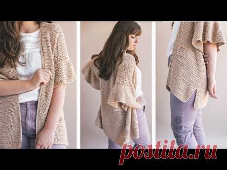 Crochet Ruffle Sleeve Cardigan