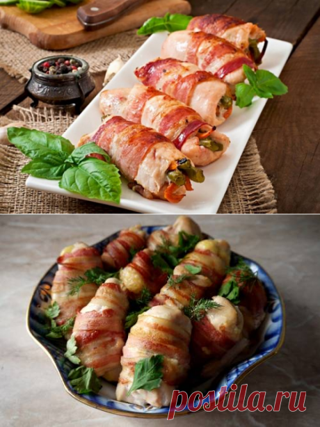 Рулетики из курицы в беконе - рецепт с фото / Простые рецепты