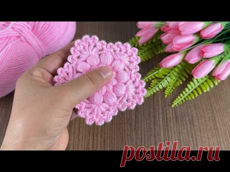 Wow!! ⚡️⚡️pink color very easy crochet flower motif design model #crochet #knitting