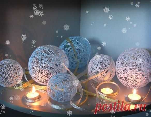 Новогодние шары из ниток | Хитрости жизни