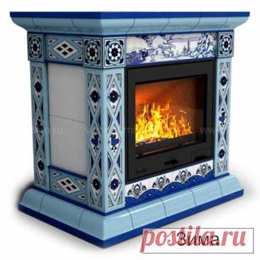 Изразцовая печь-камин КимрПечь Билибин центральная с топкой Chazelles D70 купить в интернет-магазине Kamindom.ru