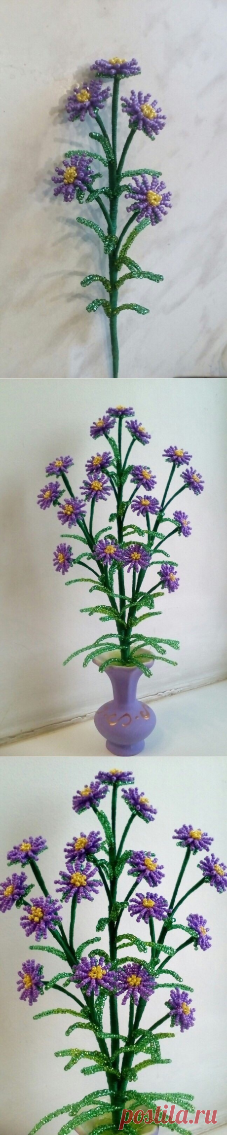 Нежные васильки из бисера — Сделай сам, идеи для творчества - DIY Ideas