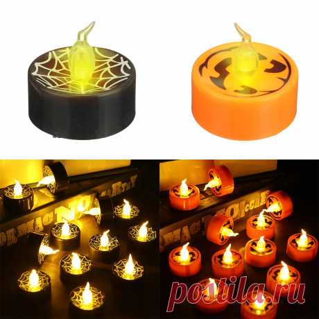 12pcs led tea lights battery operated flickering flameless candles halloween pumpkin Sale - Banggood.com