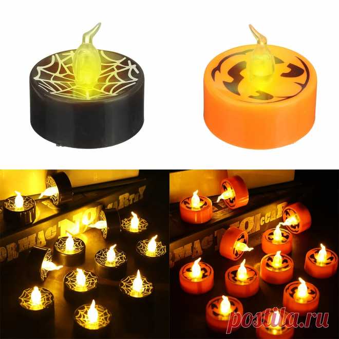 12pcs led tea lights battery operated flickering flameless candles halloween pumpkin Sale - Banggood.com
