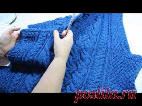 Вязание мужского жилета с косами. Мастер-класс. Knitting of a men's vest with braids. Master class.