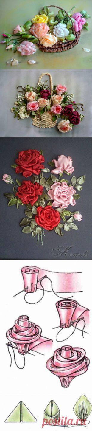 Цветочные фантазии из лент.