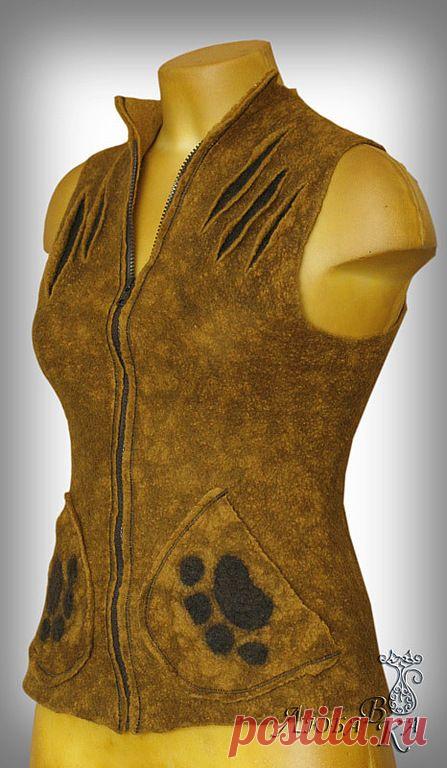 Купить Жилет "Хозяйка леса" - Валяние, валяние из шерсти, войлок, абстрактный, жилет, жилет валяный