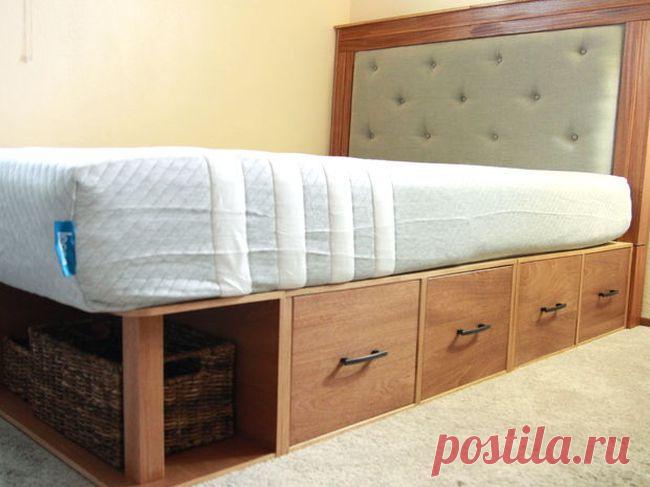 Модульная двухспальная кровать с ящиками | Своими руками