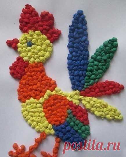 Мозаика из  мятых салфеток