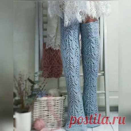 Ажурные гольфы из Ангоры голд спицами