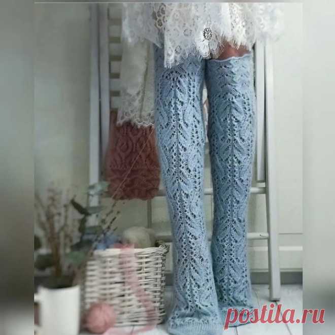 Ажурные гольфы из Ангоры голд спицами