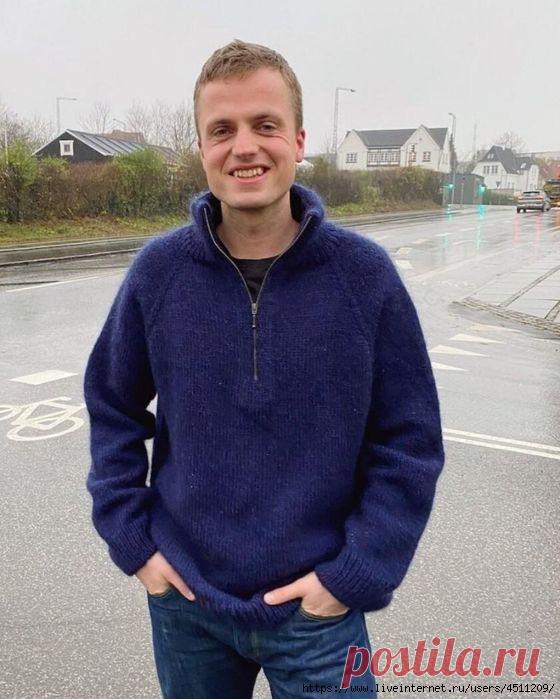 Мужской свитер спицами. МК