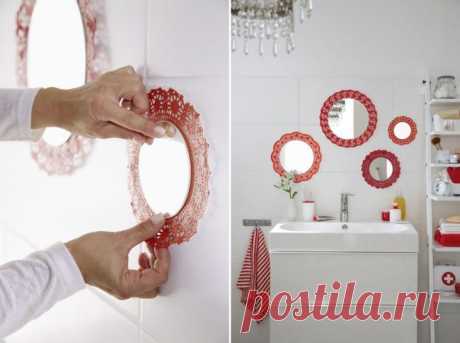 Декоративный коллаж из зеркал для ванной
