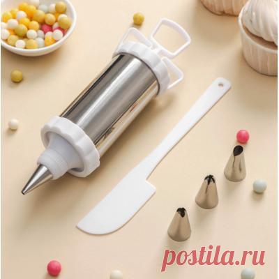 206р-Набор Шприц кондитерский + 4 насадки + лопаточка - купить по доступной цене