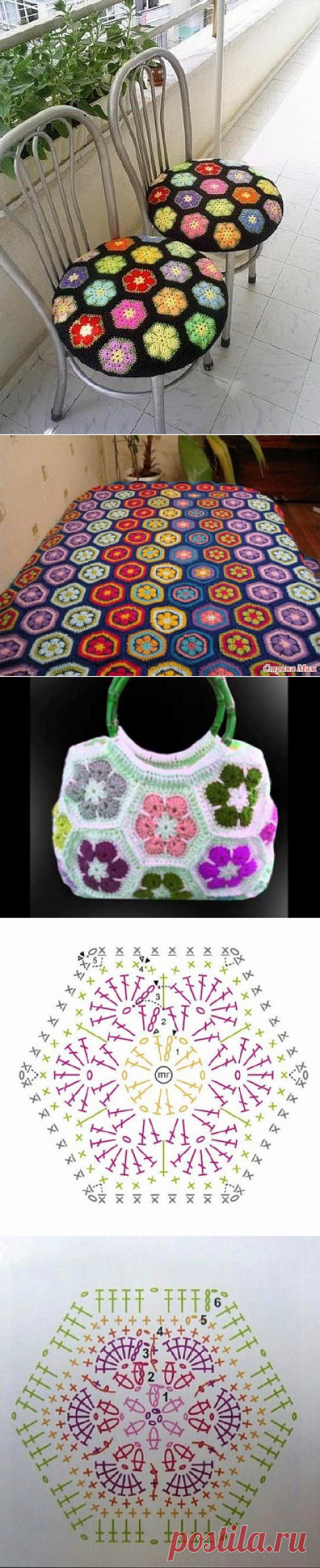 «Африканский цветок» — отличный способ использования остатков пряжи