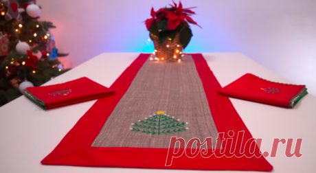 Красивая дорожка на праздничный стол из остатков ткани