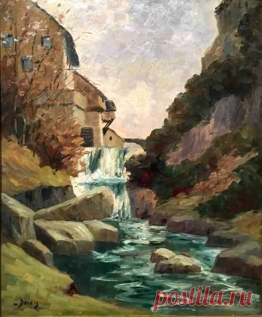 "Millstream Cascade - Auvergne" (c. 1935) • Louis Dewis (1872-1946), Belgian Post-Impressionist • Orlando Museum of Art • LouisDewis.com