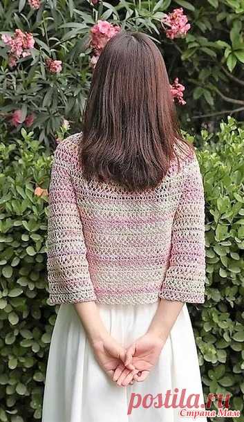 Джемпер с круглой кокеткой из пряжи секционного крашения. - Все в ажуре... (вязание крючком) - Страна Мам