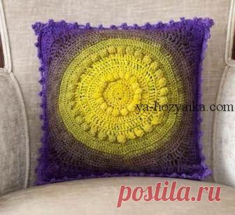 Декоративная подушка крючком со схемами. Подушки крючком схемы бесплатно