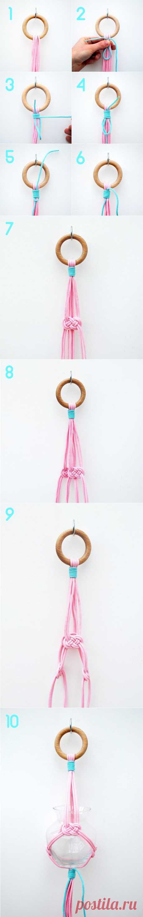 Simple hanging vase // Josephine knot &amp; gathering knot