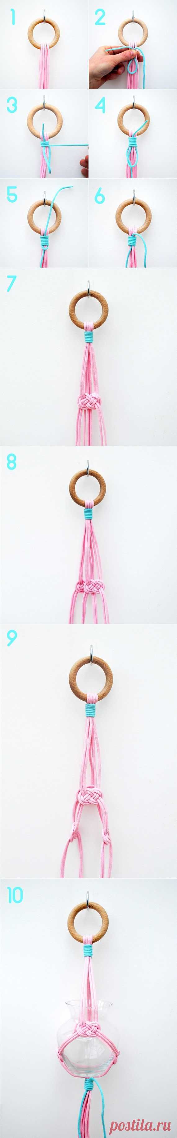 Simple hanging vase // Josephine knot & gathering knot