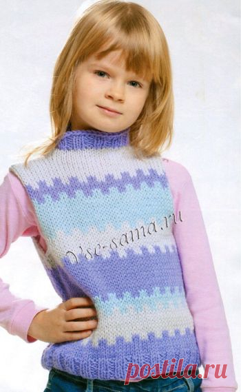 Жилетка для девочки с жаккардом. Описание, схема и выкройка